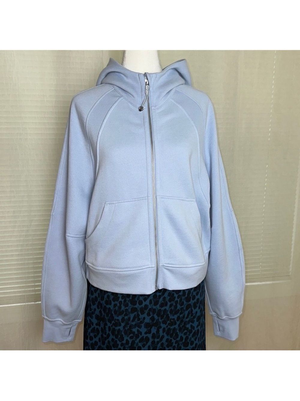 lululemon XS/S Light Blue Pastel Oversized Hooded Scuba Sweatshirt Full Zip